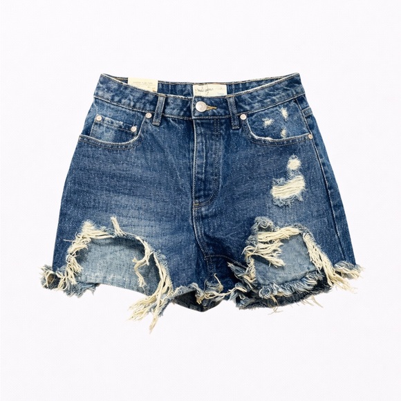 ban.jara Pants - NWT ban.jara Women’s Super High Rise Loose Fit Denim Shorts Size 7/27 Distressed